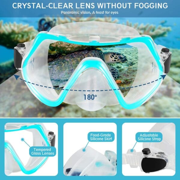 Mask Fin Snorkel Set with Adult Snorkeling Gear - Image 3