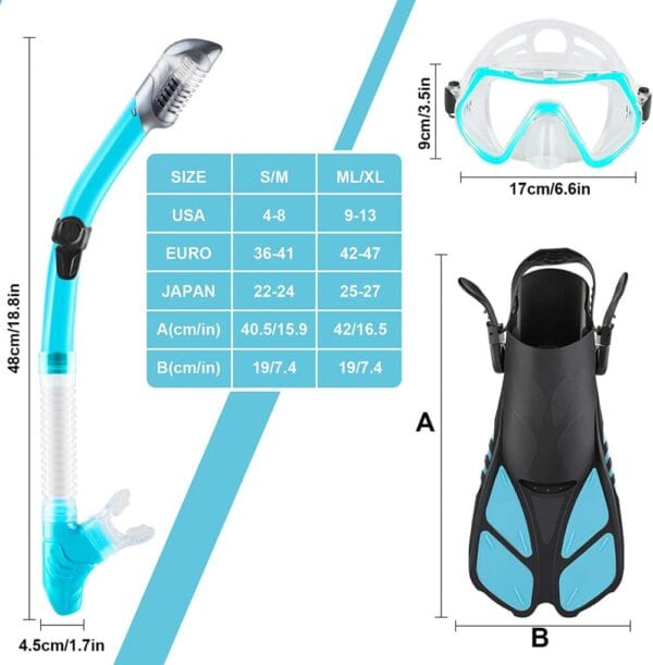 Mask Fin Snorkel Set with Adult Snorkeling Gear - Image 4