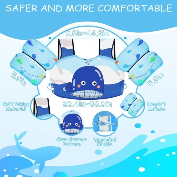 Swim Vest for Kids 30-60 Lbs Girls Boys Life Jacket with Double Security Buckle - Image 3