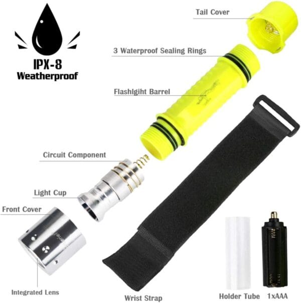 2 Pack Scuba Diving Flashlight – Super Bright Dive Light - Image 5